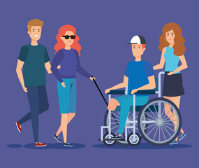 Obraz premium disabled people with physical injury and determination