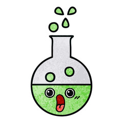 retro grunge texture cartoon test tube