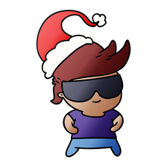 christmas gradient cartoon of kawaii boy