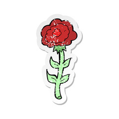 retro distressed sticker of a cartoon rose
