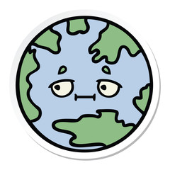 sticker of a cute cartoon planet earth