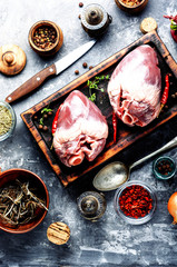 Raw pork heart