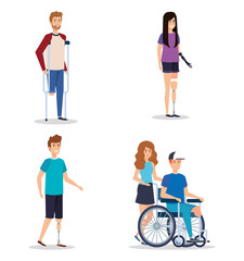 Obraz premium set people with physical injury and disabled