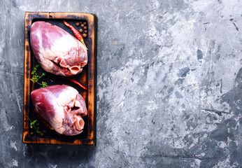 Raw pork heart