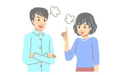 喧嘩するシニアカップル