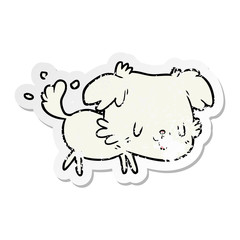 distressed sticker of a cartoon dog