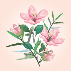 flowers plants with tropical branches leaves