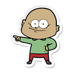 sticker of a cartoon bald man staring