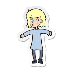 sticker of a cartoon nervous woman