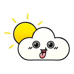 gradient shaded cartoon sun and cloud