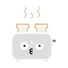 flat color retro cartoon of a toaster