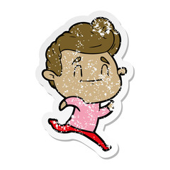distressed sticker of a running cartoon man