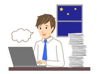 残業をするサラリーマン