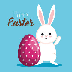 happy rabbit with easter egg decoration