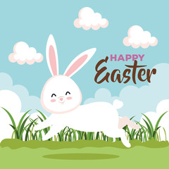 easter rabbit running to celebration event