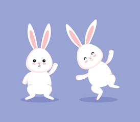 cute rabbits dancing to event celebration