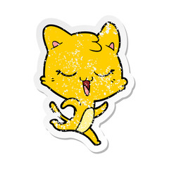 distressed sticker of a cartoon cat