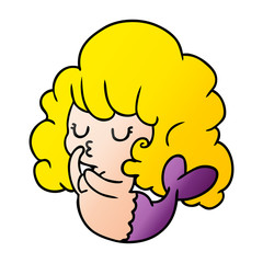 gradient cartoon of cute kawaii mermaid girl