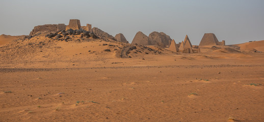 Fototapeta na wymiar Pyramid of the Black Pharaohs of the Kush Empire in Sudan, Africa