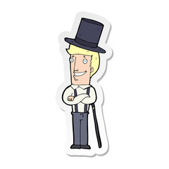 sticker of a cartoon man wearing top hat