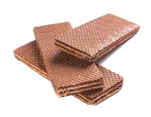 Wafers chocolate on white background