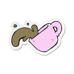 sticker of a cartoon spilled coffee