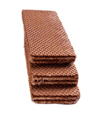 Wafers chocolate on white background
