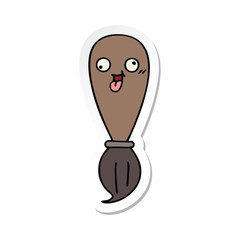 sticker of a cute cartoon paint brush