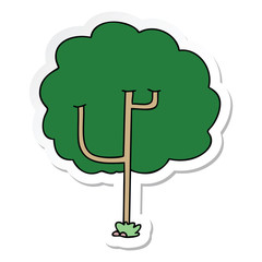 sticker of a quirky hand drawn cartoon tree