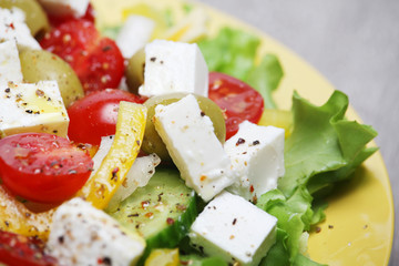 Traditional Greek salad on the plate