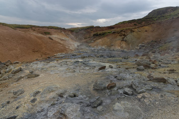 Fototapeta na wymiar im Hochtemperaturgebiet Seltun, Krysuvik, Island