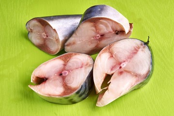 Raw sliced mackerel