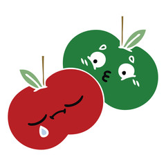 flat color retro cartoon juicy apple