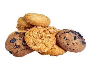 Shortbread with various fillings on a white background