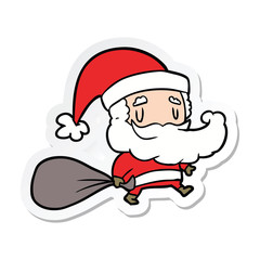 sticker of a cartoon santa claus with sack