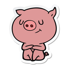 sticker of a happy cartoon pig