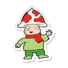 sticker of a cartoon mushroom man