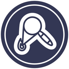 magnifying glass burning circular icon