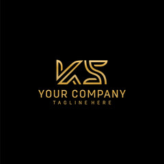 KS initial letters Logo with gold color