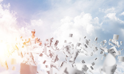 Young woman keeping mind conscious.