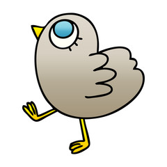 quirky gradient shaded cartoon yellow bird