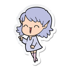 sticker of a cartoon elf girl