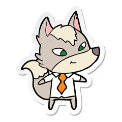 sticker of a friendly cartoon wolf manager
