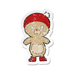 retro distressed sticker of a cartoon cute teddy bear