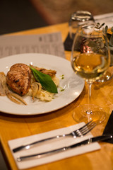 chicken dinner with wine