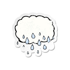 retro distressed sticker of a rain cloud cartoon