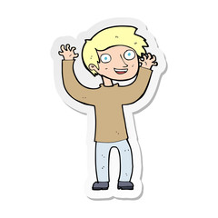 sticker of a cartoon happy man