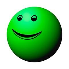 Green smiley ball isolated on white
