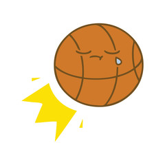 flat color retro cartoon basketball