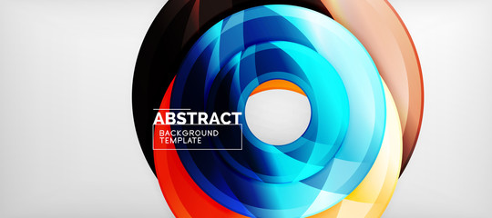 Modern geometric circles abstract background, colorful round shapes with shadow effects